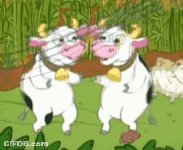Dancing Cows With Musical Notes GIF