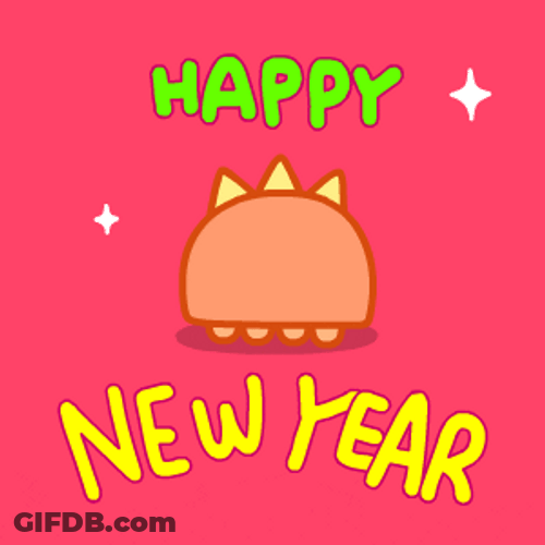 Dancing Dino Happy New Year GIF