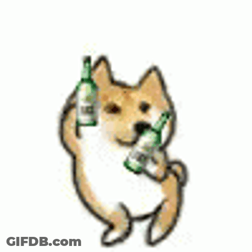 Dancing Dog Holding Soju GIF