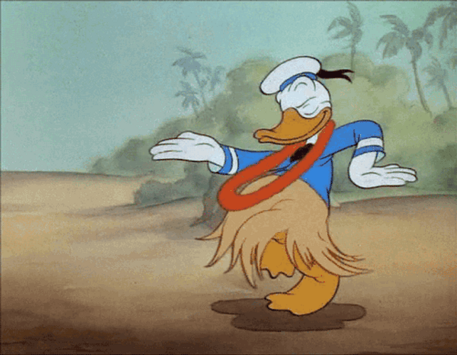 Dancing Duck Donald Hawaiian Neck Dance GIF