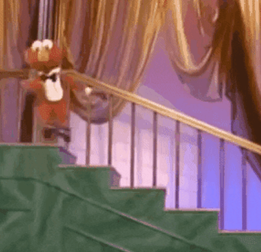 Dancing Elmo Down Stair GIF