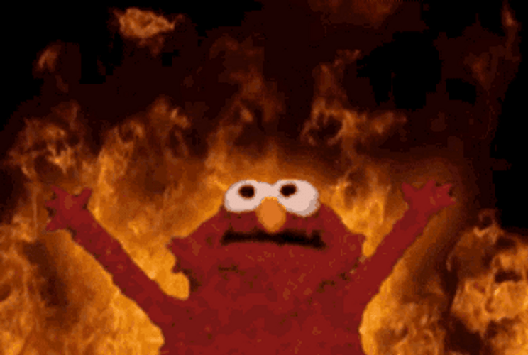 Dancing Elmo In The Fire GIF