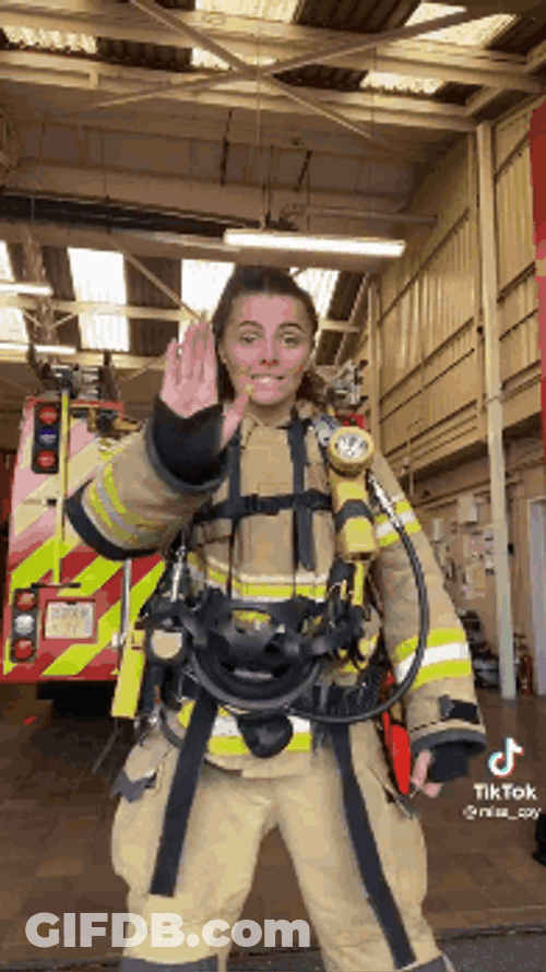 Dancing Firefighter Woman GIF
