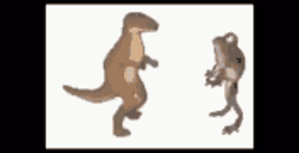 Dancing Frog Tyrannosaurus Dinosaur Dance Battle GIF