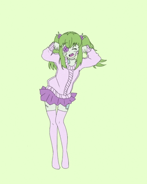 Dancing Girl Animated Girl In A Green Hair GIF