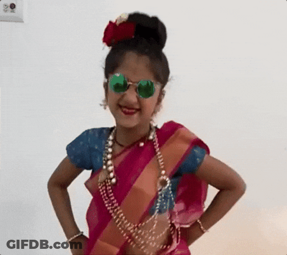 Dancing Girl Little Girl In Traditional Costume And Shades GIF