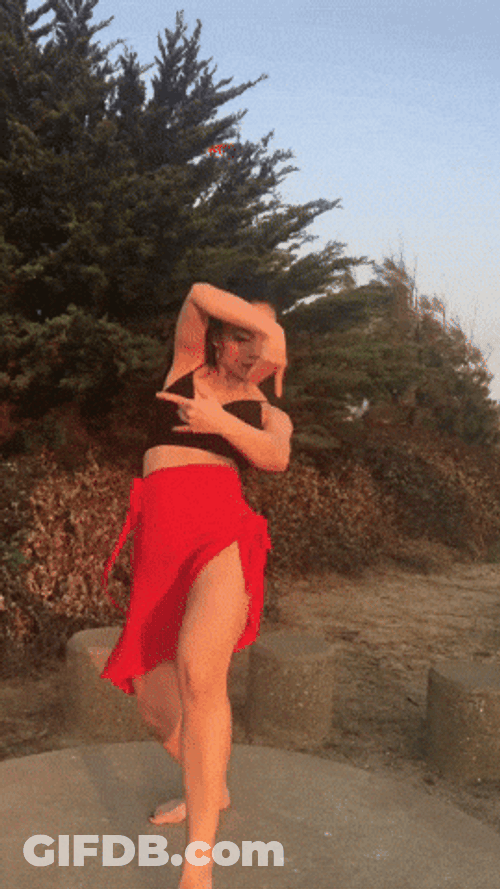 Dancing Girl Outside The Sunset GIF
