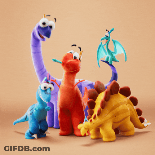 Dancing Group Of Cute Dino GIF
