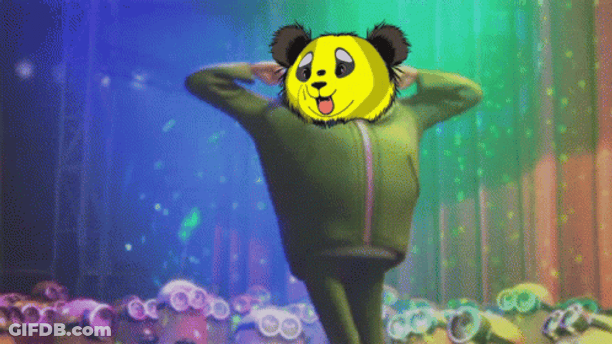 Dancing Gru With Yellow Panda Head Despicable Me GIF