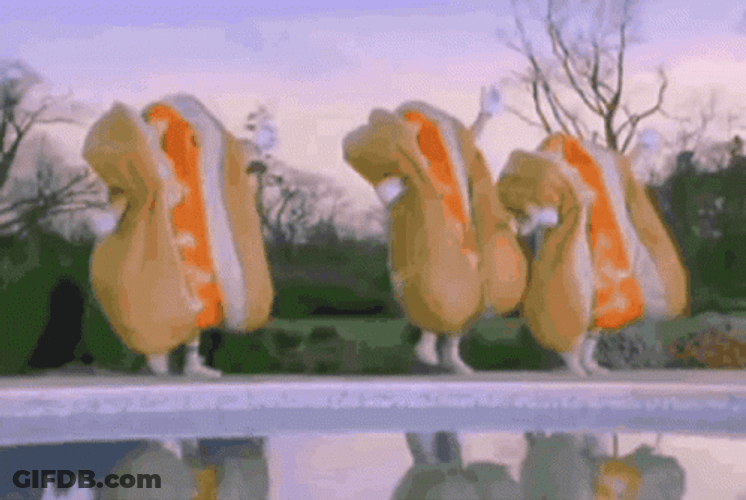 Dancing Hot Dog Pool Party GIF