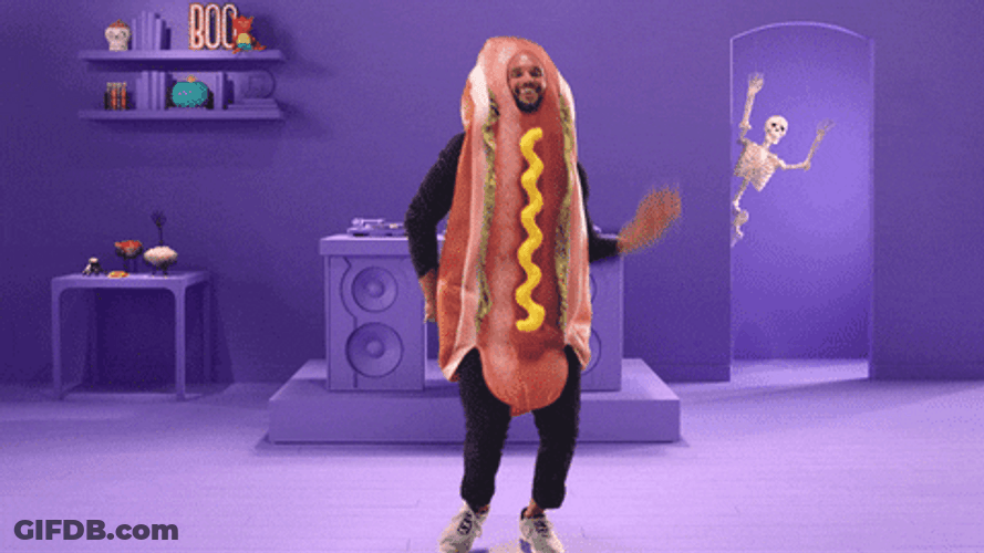 Dancing Hot Dog Skeleton GIF