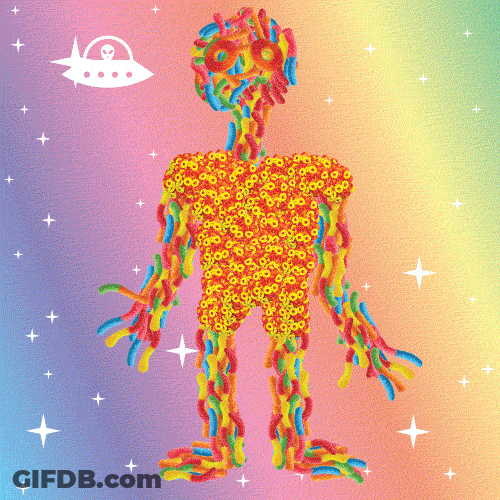 Dancing Human Figure Made Of Gummies GIF