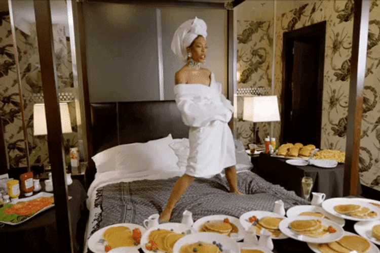 Dancing In Front Of Breakfast GIF