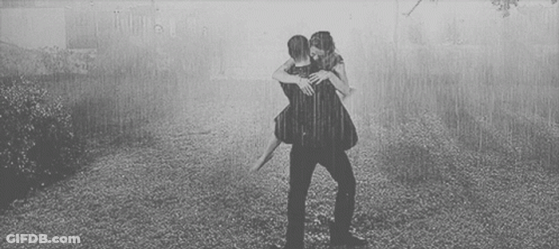 Dancing In The Rain Cute Couple Walking Aroung GIF