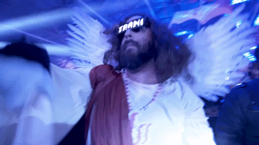Dancing Jesus Angel Wings Music Festival Rave GIF