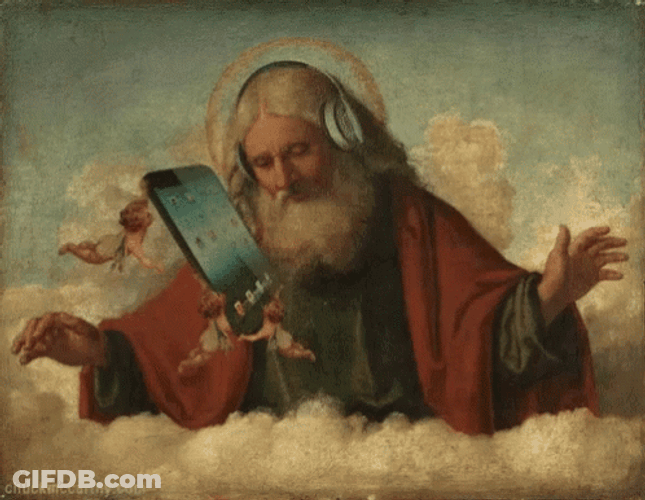 Dancing Jesus DJ Listening Music Heaven GIF