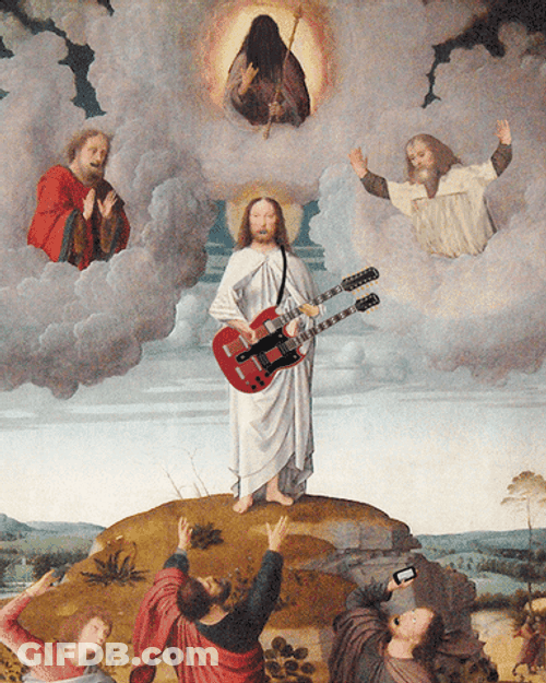 Dancing Jesus Playing Guitar Rock Heaven GIF