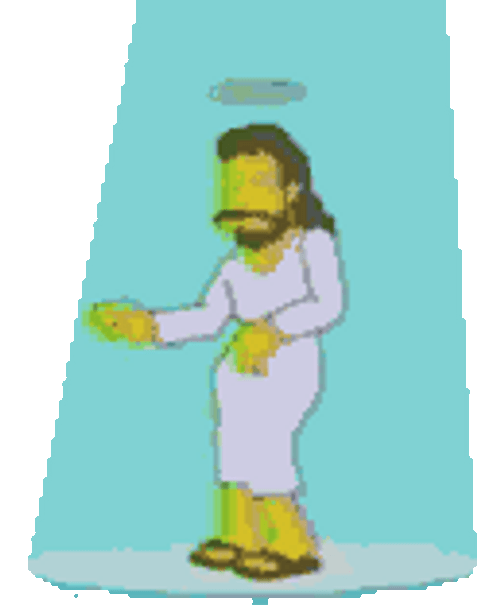 Dancing Jesus Waving Spotlight The Simpsons GIF