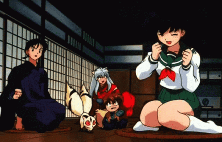 Dancing Kagome And Kirara GIF