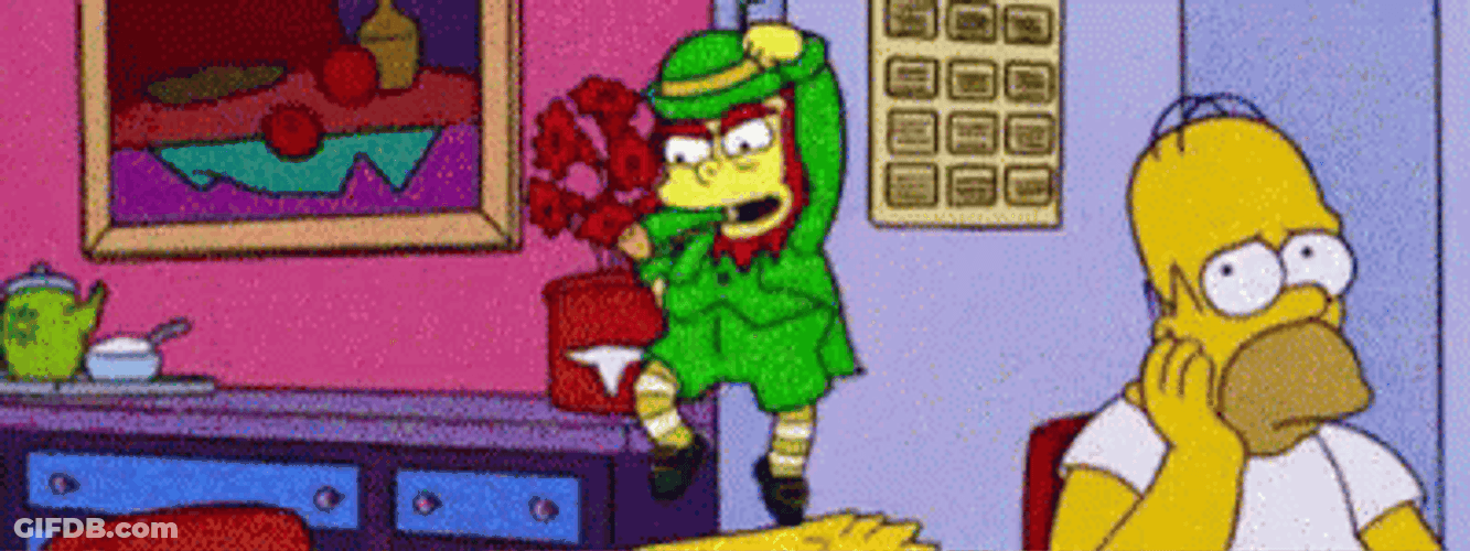 Dancing Leprechaun Frustrated Homer Simpson GIF