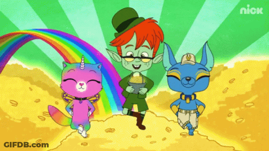 Dancing Leprechaun Rainbow Butterfly Unicorn GIF