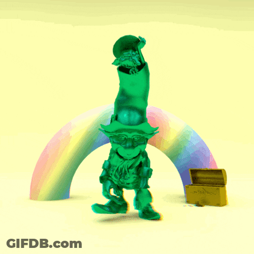 Dancing Leprechaun Swirling Rainbow GIF