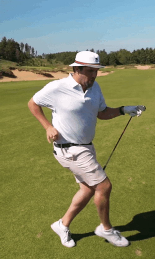 Dancing Man After Golf Swing GIF