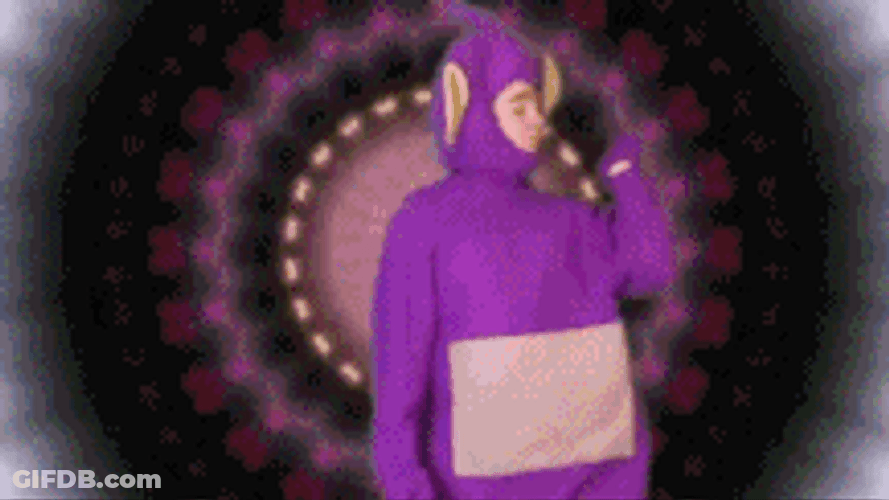 Dancing Man In Teletubbies Costume GIF