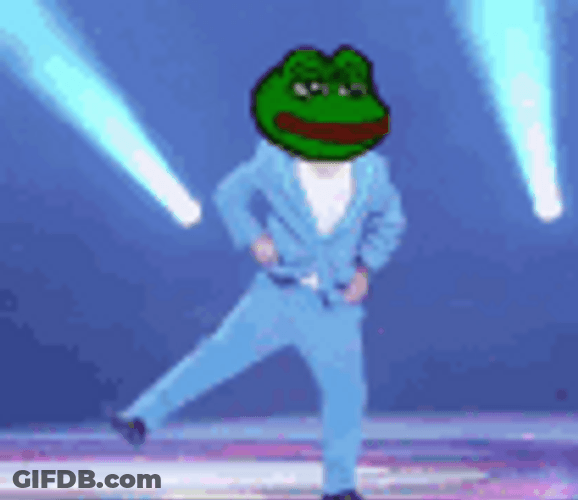 Dancing Pepe Frog Face Dance Stage Lights GIF
