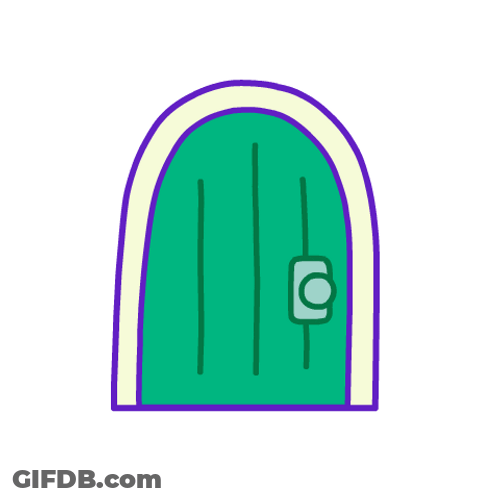 Dancing Pink Dino Open Door GIF