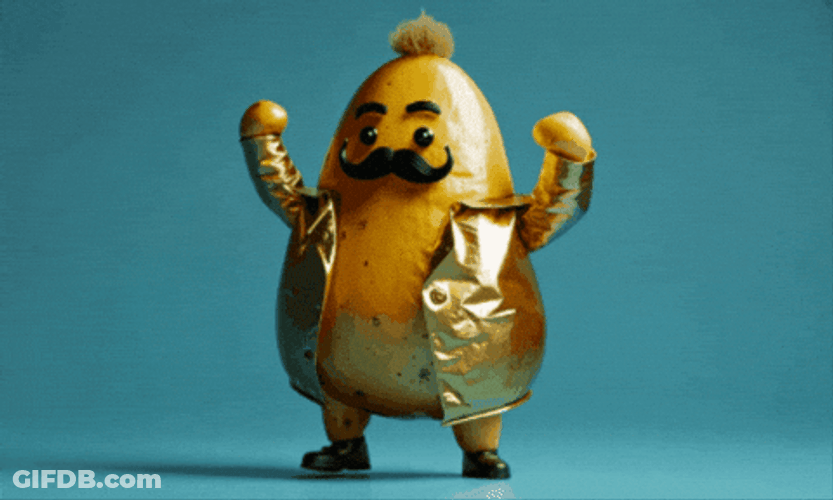 Dancing Potato Gold Suit GIF