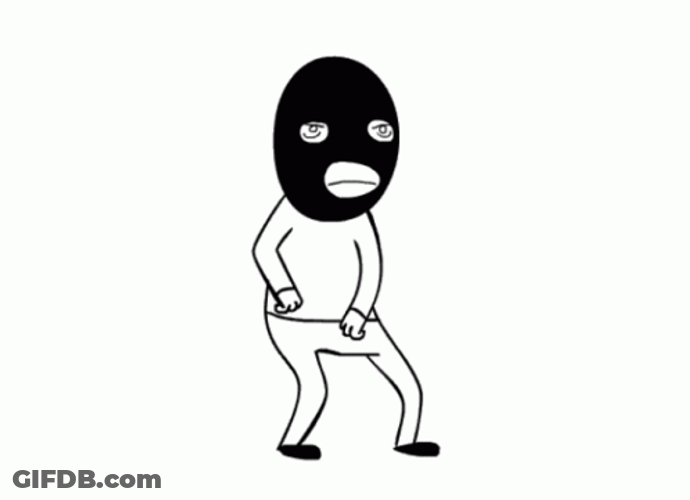 Dancing Robber In Ski Mask Cartoon GIF