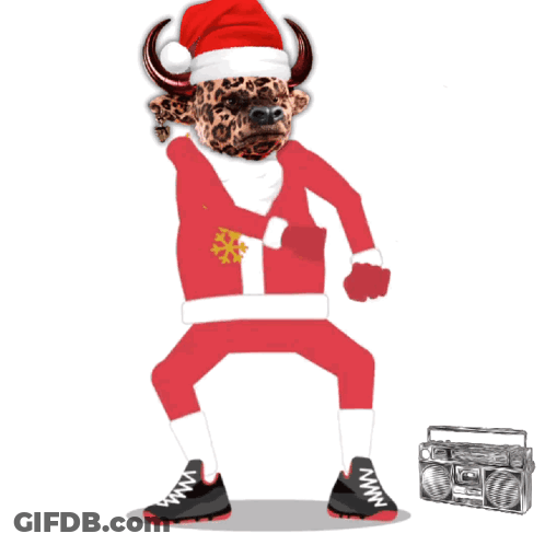 Dancing Santa Bull With Boombox Saying Ho Ho GIF