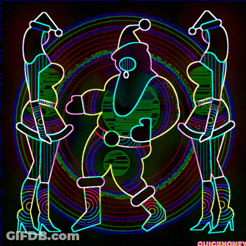 Dancing Santa Claus Neon Lights GIF