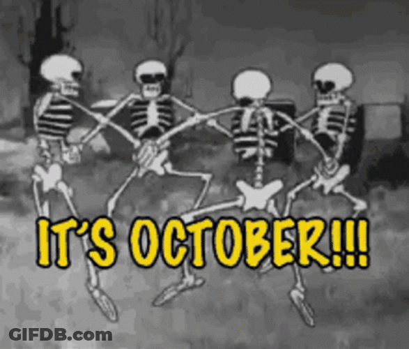 Dancing Skeleton Hello Happy October GIF