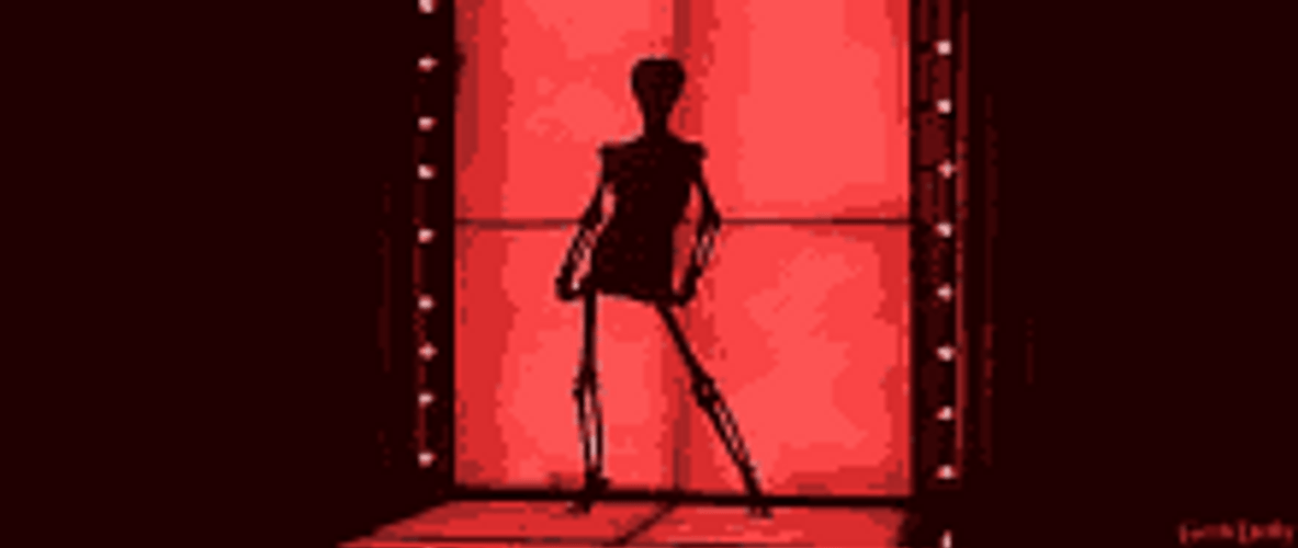 Dancing Skeleton Silhouette Red Black GIF