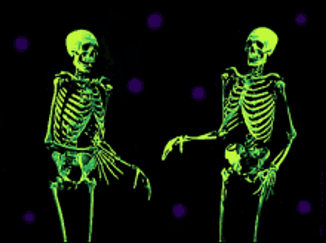 Dancing Skeletons Neon Green GIF