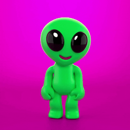 Dancing Skipping Green Alien GIF