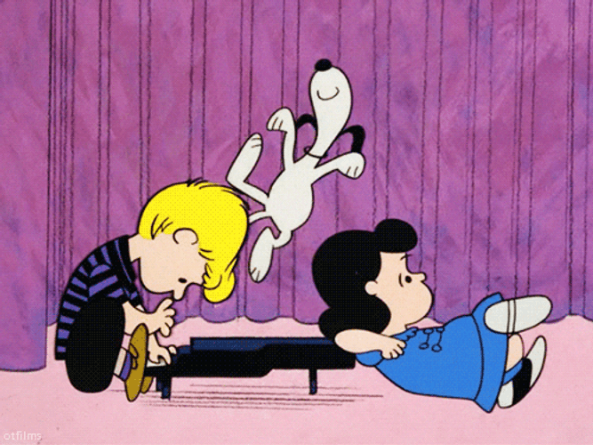 Dancing Snoopy Jumping On Piano GIF