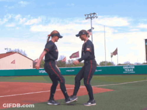 Dancing Softball Players On Greater Texas Field GIF
