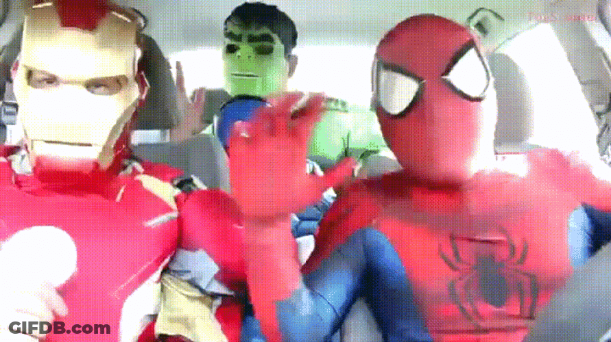 Dancing Spiderman Car Avengers GIF