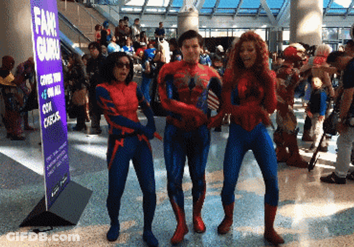 Dancing Spiderman Disco Trio GIF