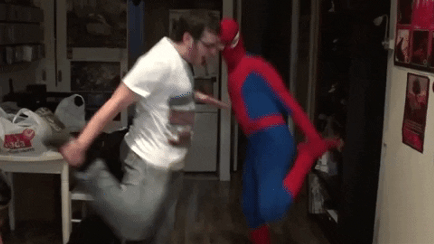 Dancing Spiderman Funky Chicken GIF