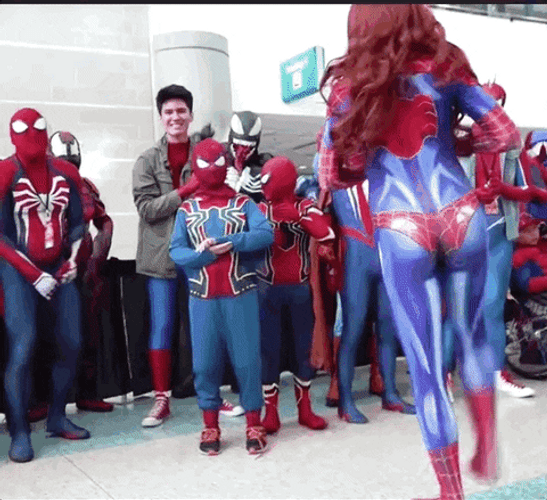Dancing Spiderman Girl Split GIF