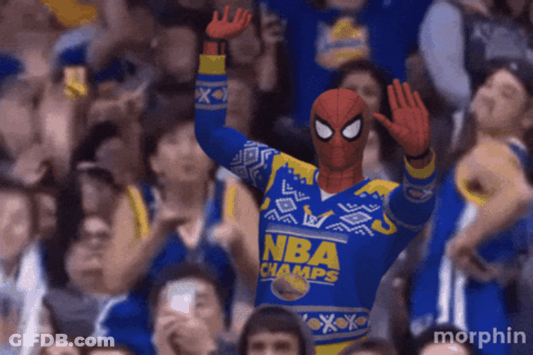Dancing Spiderman NBA Audience GIF