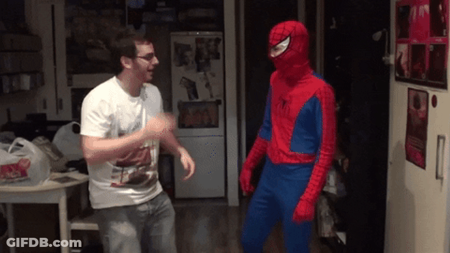 Dancing Spiderman Showdown Funny GIF