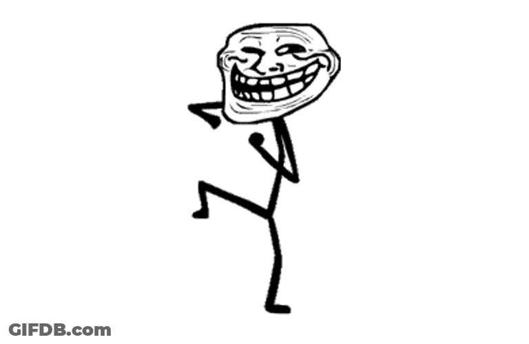 Dancing Stick Figure With Troll Meme Face GIF