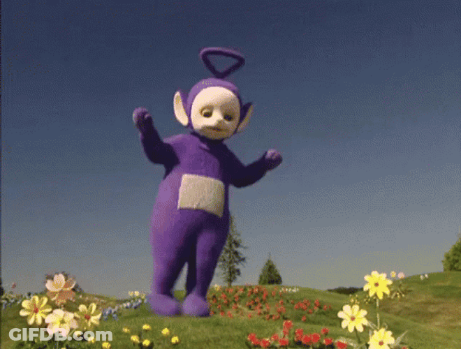 Dancing Tinky Winky Purple Teletubby GIF