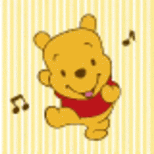 Dancing Winnie The Pooh With Music Notes GIF
