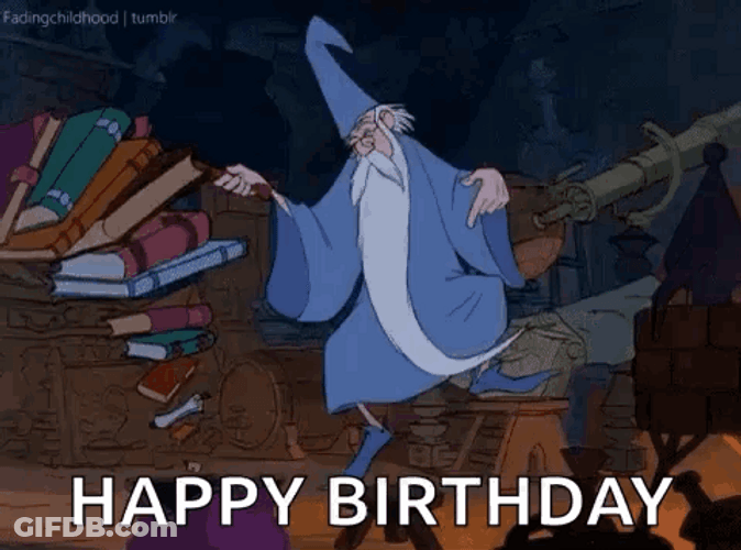 Dancing Wizard Happy Birthday Greeting GIF